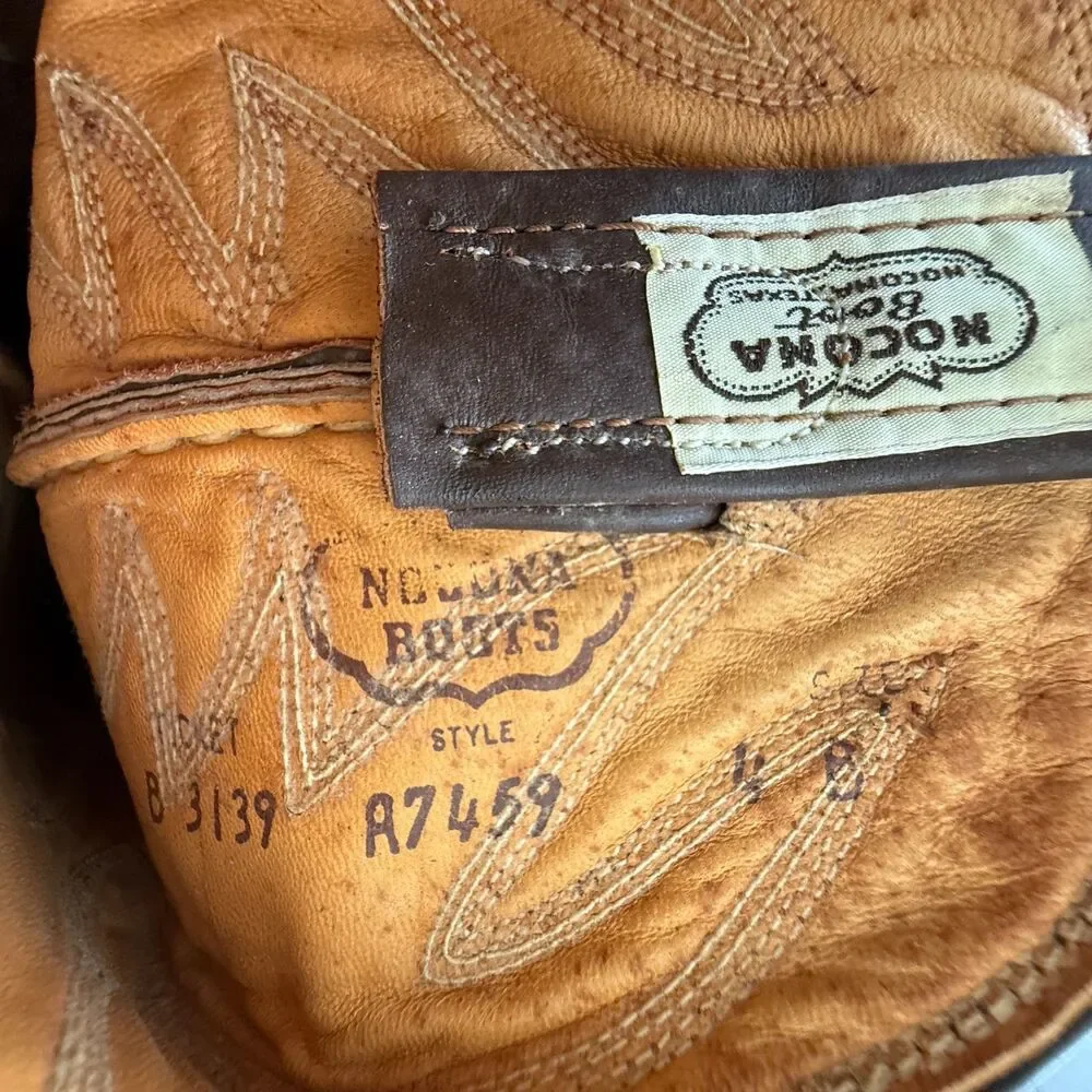 Nocona VTG Cowgirl Boots Women's 4B Lizard Skin Western Cowboy Boots Brown Tan
